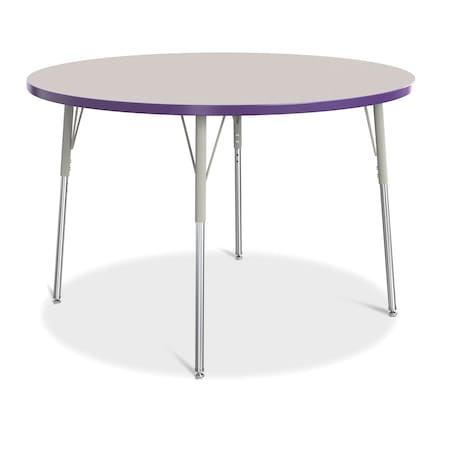 Jonti-Craft Berries Round Activity Table, 48 in. Diameter, A-height, Freckled Gray/Purple/Gray 6433JCA004
